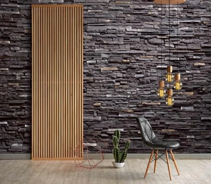 Salon duvar dekoratif taş kaplama siyah renk