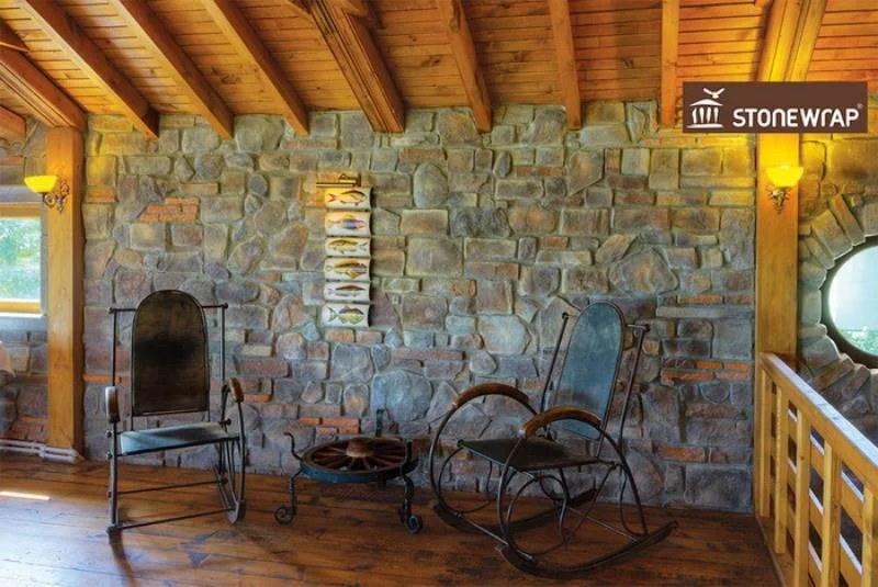 Modern iç mekan taş kaplama modelleri geometrik desen